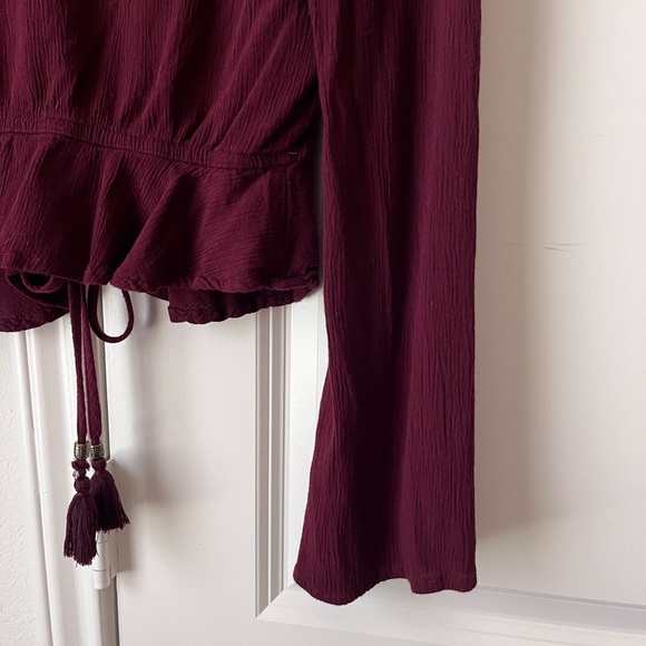 Gypsies and Moondust Maroon Flare Blouse Flowy and feminine Spring/Winter sale - Picture 2 of 6